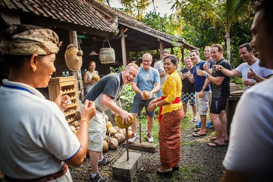 Balinese cultural activity during UNESCO rice terrace tour