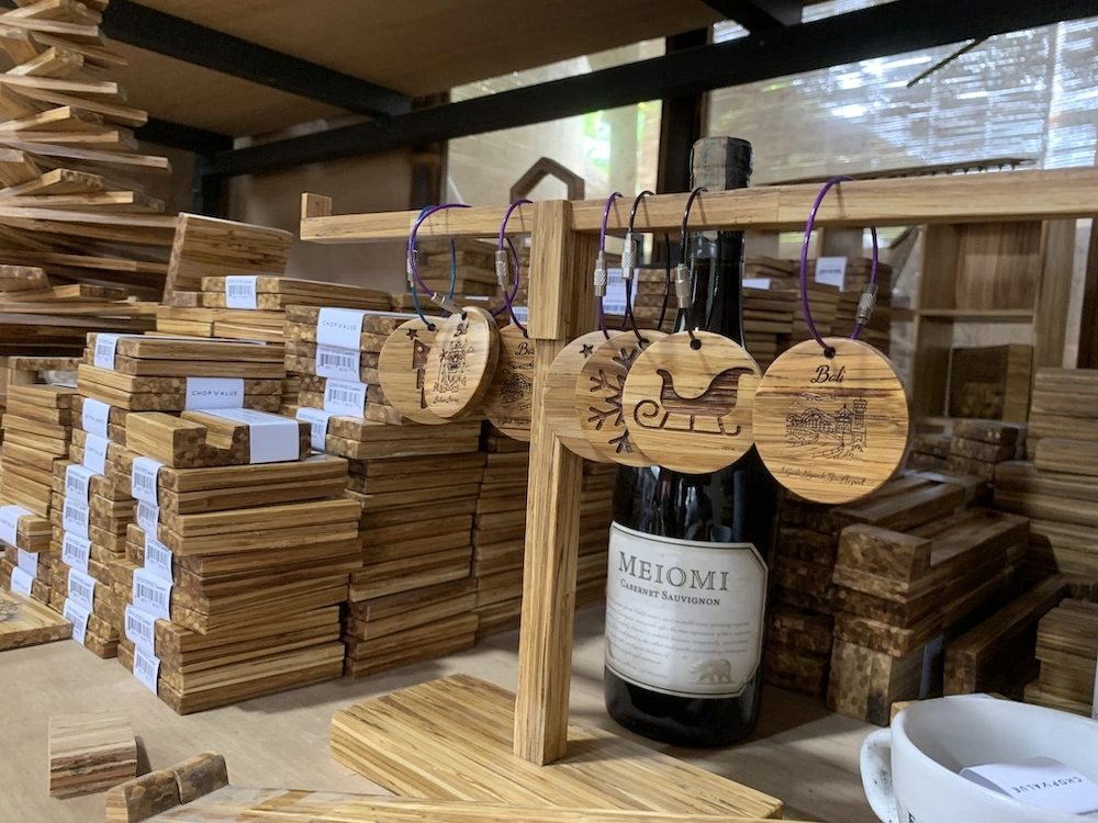 Recycled chopstick products in Bali workshop